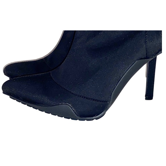 Charlotte Russe Black Pointed Toe Sock Boots Reflective Stripe Rubber Soles Sz 9 - Picture 8 of 11